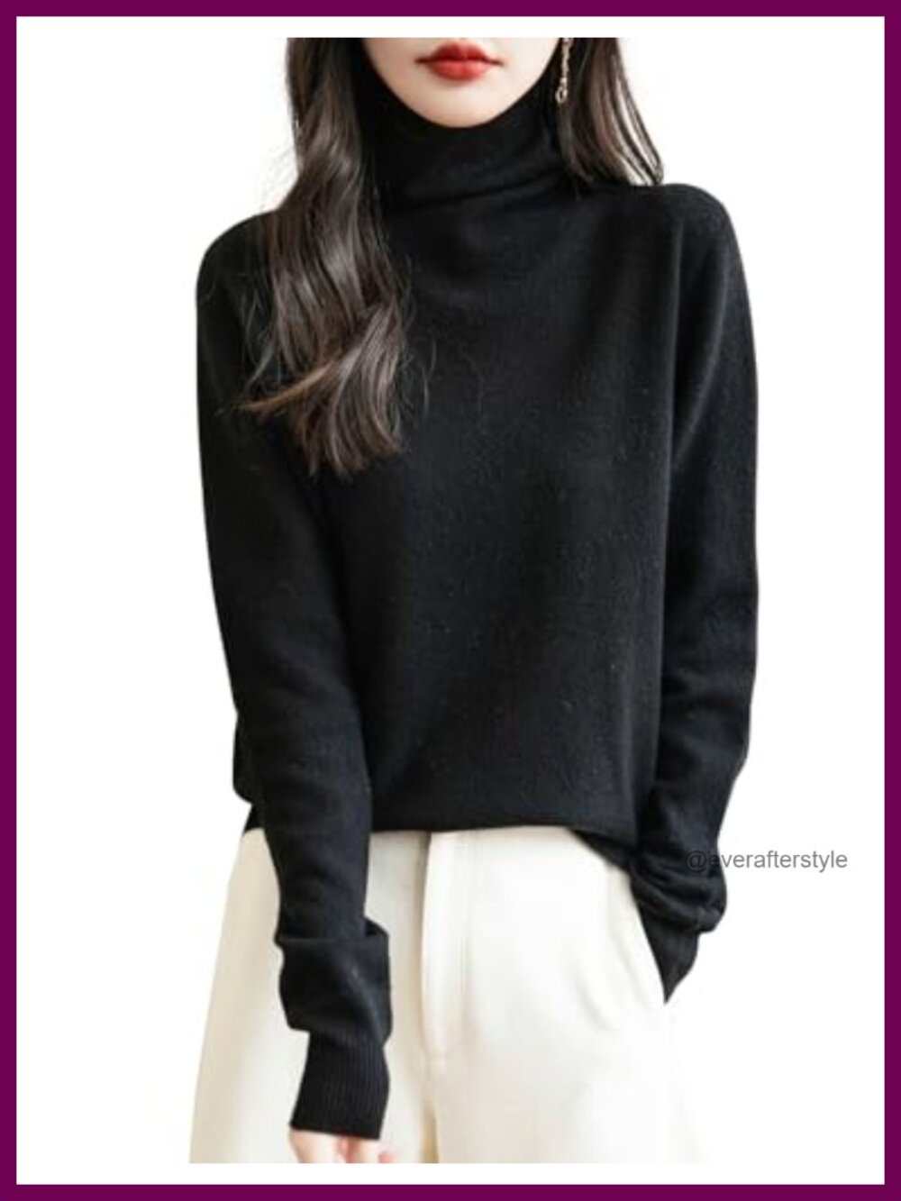 100% Merino Wool Seamless Turtleneck Long Sleeve Knitted Pullover Sweater